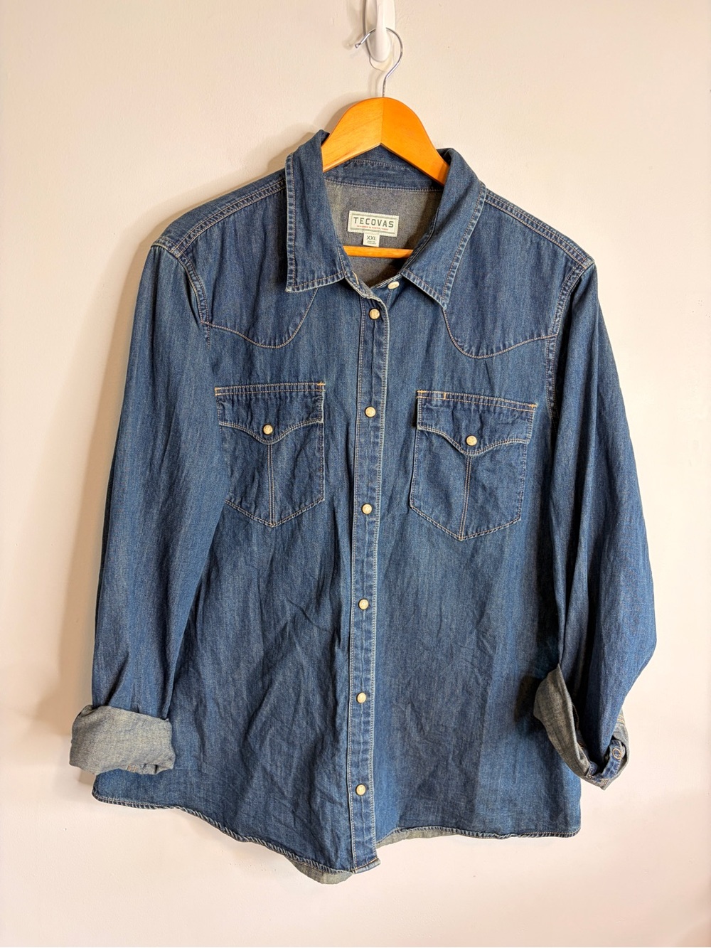 Tecovas Women's Denim Pearl Snap Shirt XXL